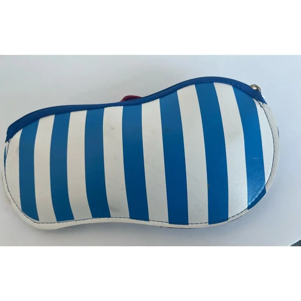 NEW Betsey Johnson Blue White Stripe  FlipFlop Sunglasses Cosmetic Wallet‎